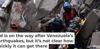 Rescue workers carry a person on a stretcher in Caracas following an earthquake in Venezuela on June 24, 2026. Juan Barreto/AFP via Getty Images
